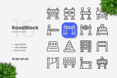 Roadblock Outline Icons
