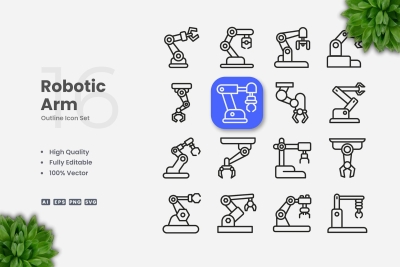 Robotic Arm Outline Icons