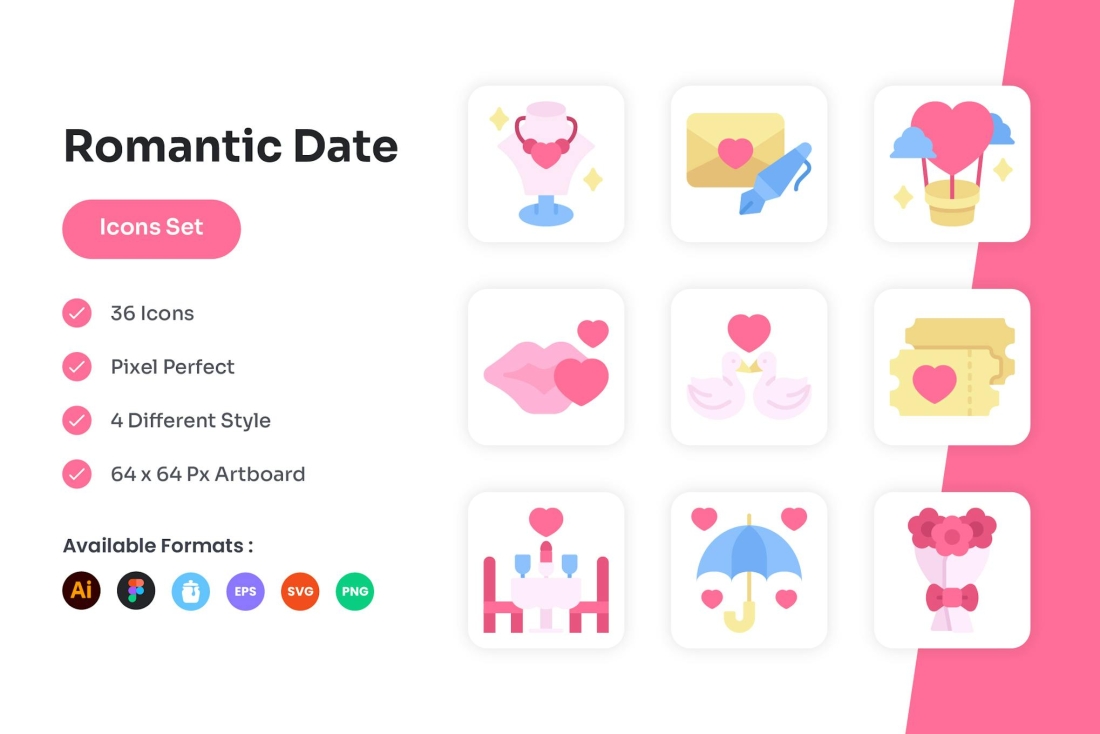 Romantic Date Icons Set