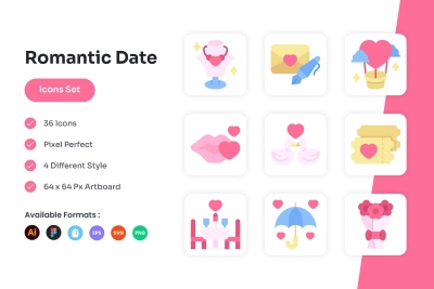 Romantic Date Icons Set