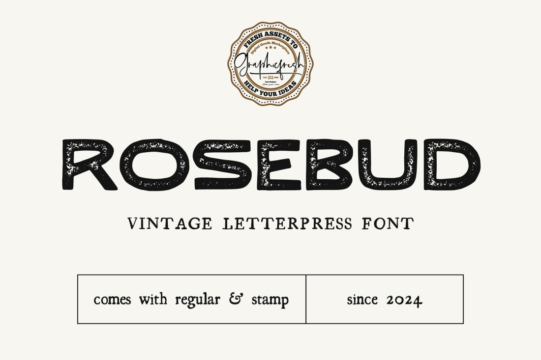 Rosebud - Vintage Letterpress Font