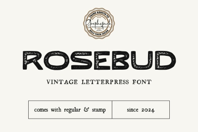 Rosebud - Vintage Letterpress Font