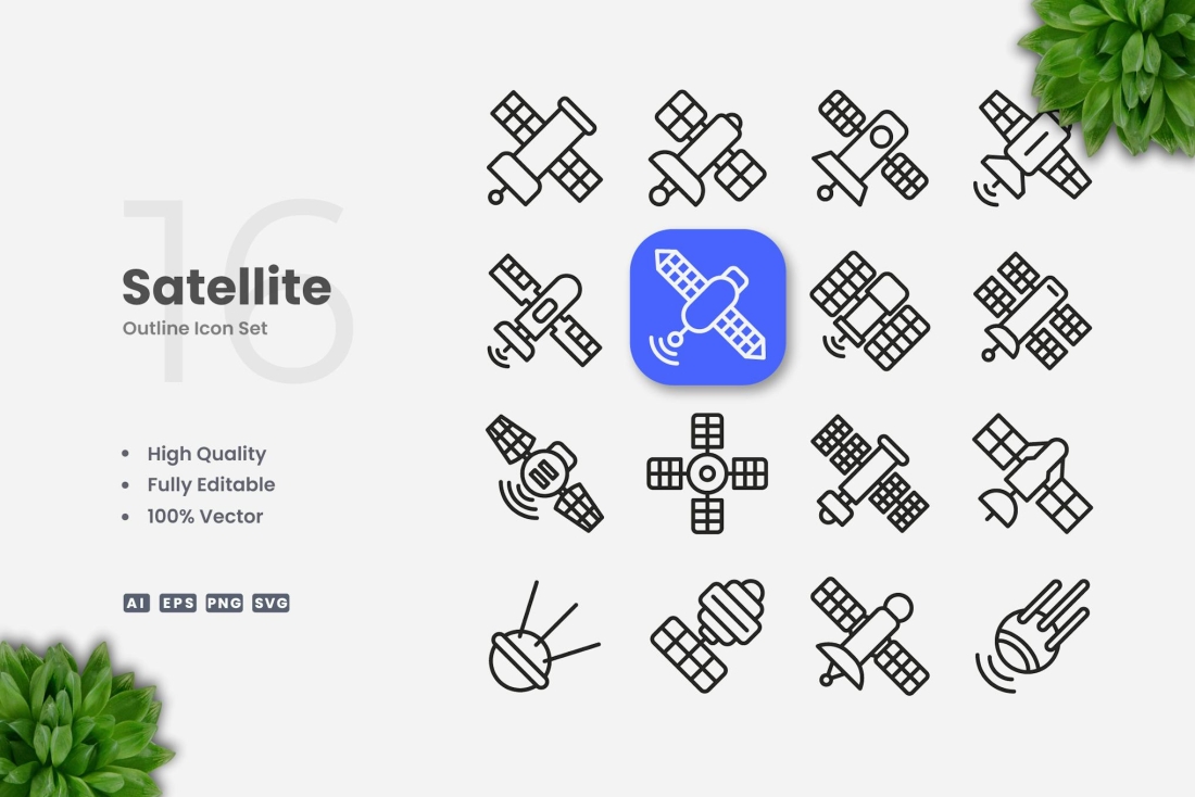 Satellite Outline Icons