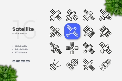 Satellite Outline Icons