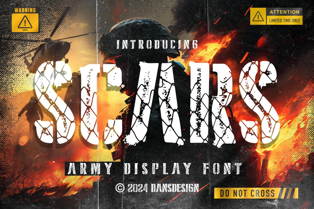 SCARS Display Stencil Army Font