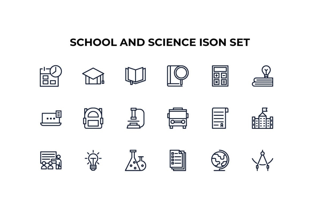School And Science Education Icon Set