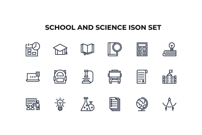 School And Science Education Icon Set