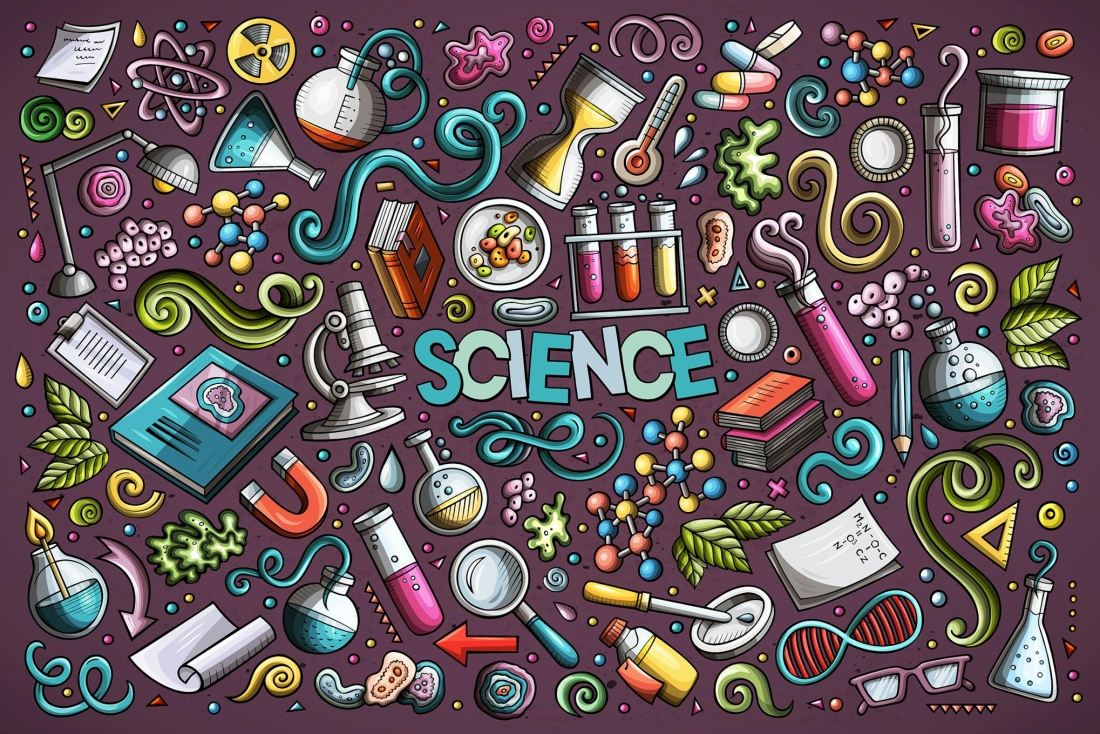 Science Cartoon Objects Set