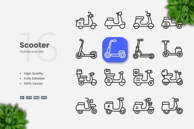 Scooter Outline Icons