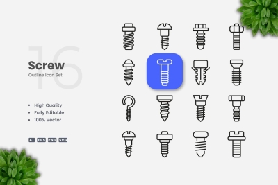 Screw Outline Icons