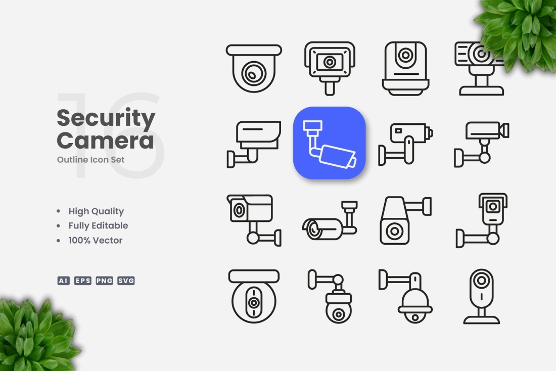 Security Camera Outline Icons