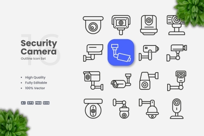 Security Camera Outline Icons