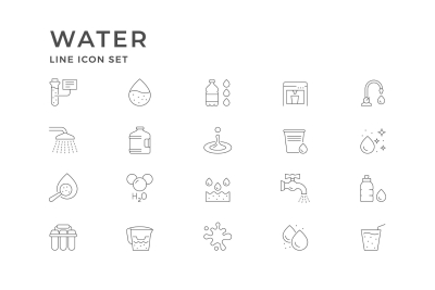 Set Line Icon of Water