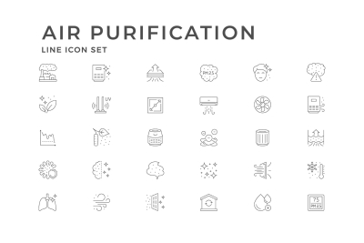 Set Line Icons of Air Purification