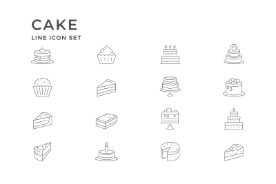 Set Line Icons of Cake
