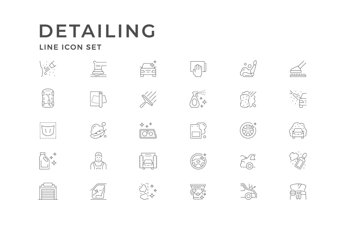 Set Line Icons of Car Detailing