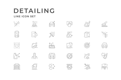 Set Line Icons of Car Detailing