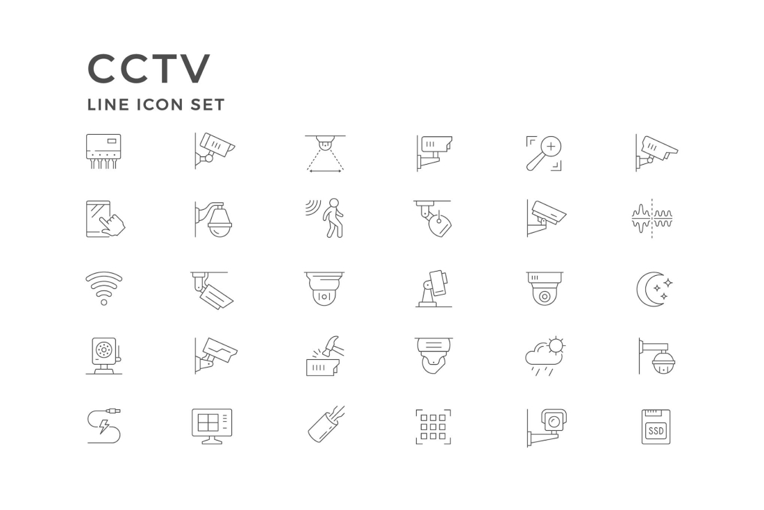 Set Line Icons of CCTV