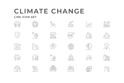 Set Line Icons of Climate Change