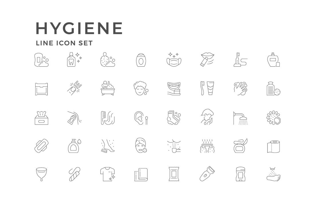 Set Line Icons of Hygiene