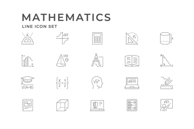 Set line icons of mathematics