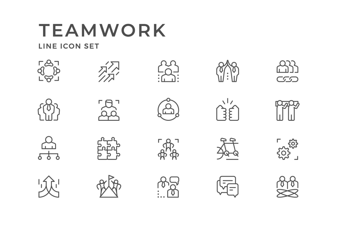 Set Line Icons of Teamwork