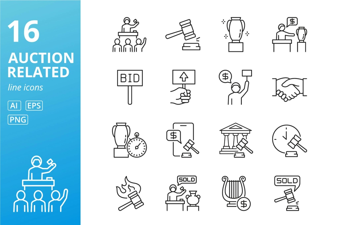 Set of Auction Related Icons