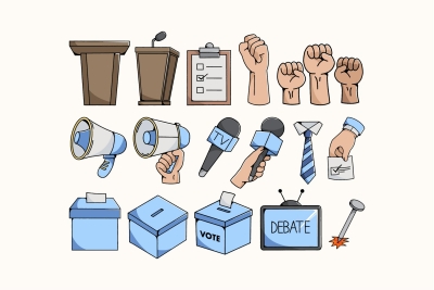 Set of Doodle Election Illustration
