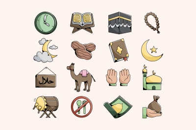 Set of Doodle Ramadan Illustrations