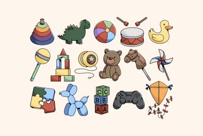 Set of Doodle Toys Illustration