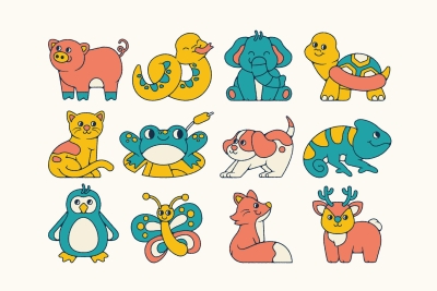 Set of Hand Drawn Animal Illustration