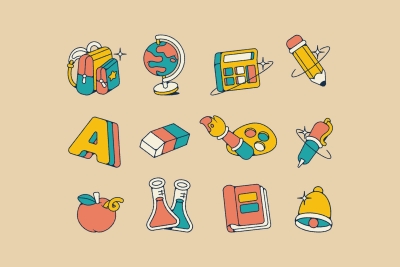 Set of Hand Drawn Back To School Illustrations