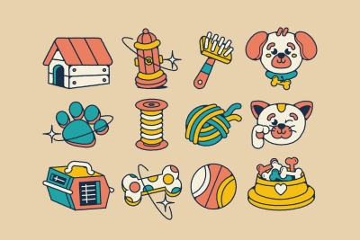 Set of Hand Drawn Pet Illustrations