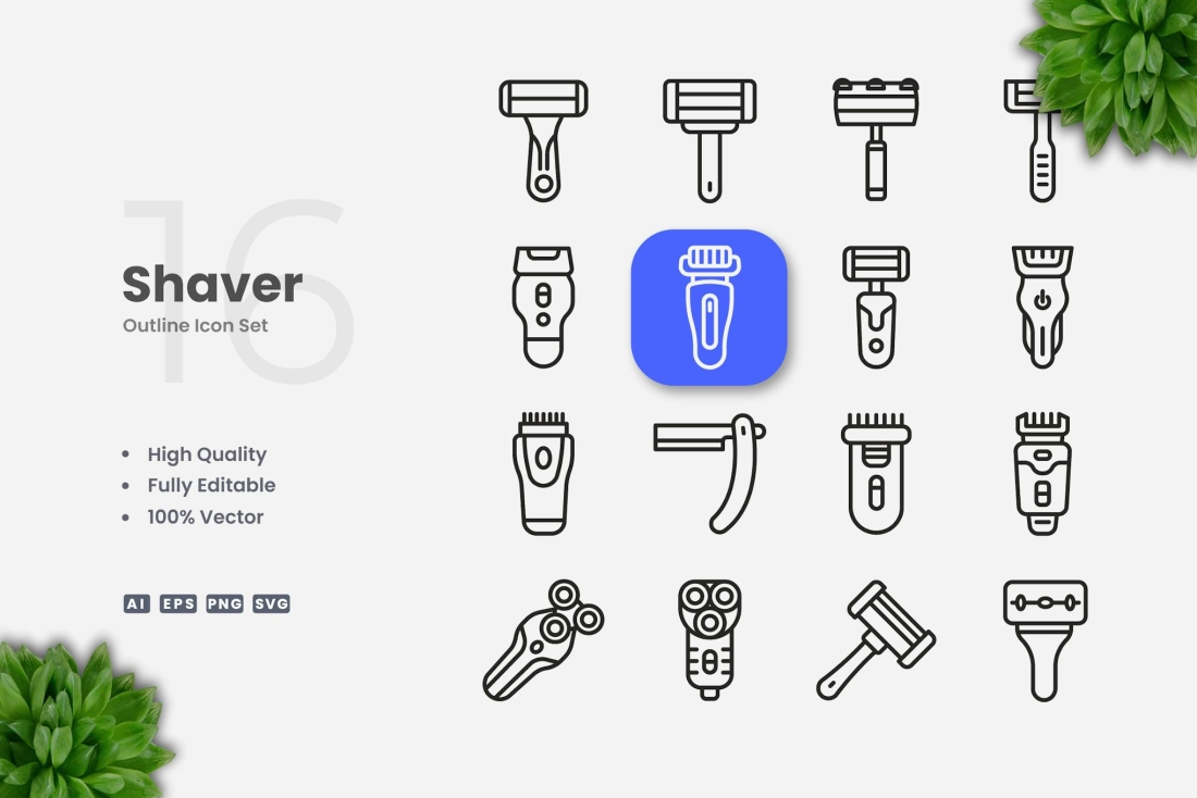 Shaver Outline Icons