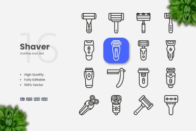 Shaver Outline Icons