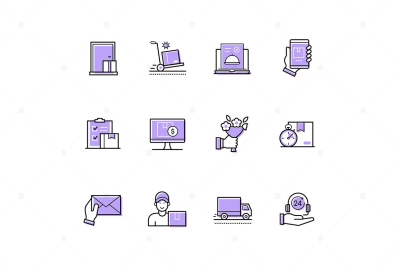 Shopping and Goods Delivery Services - Line Icons