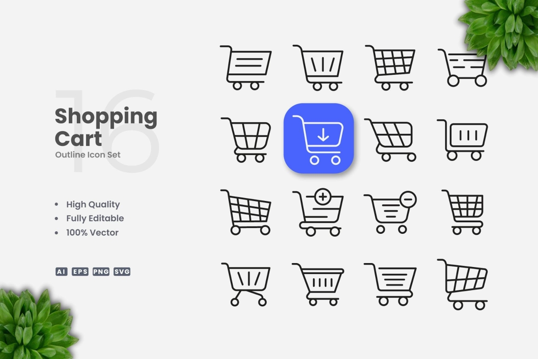 Shopping Cart Outline Icons