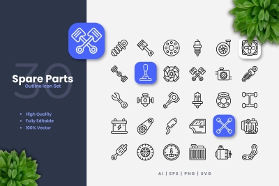 Spare Parts Outline Icons