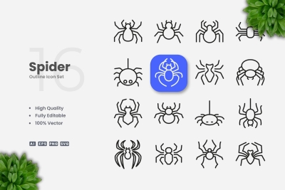 Spider Outline Icons