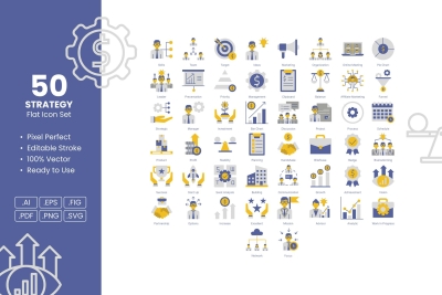 Strategy Flat Icon Set