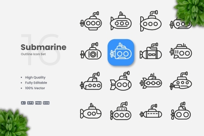 Submarine Outline Icons