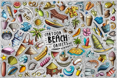 Summer Beach Funny Objects & Symbols Set