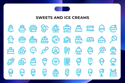 Sweets And Ice Creams Icons