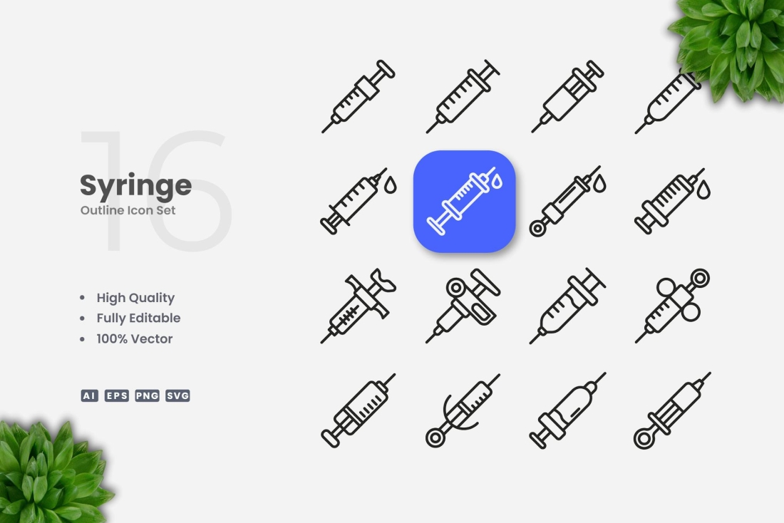 Syringe Outline Icons