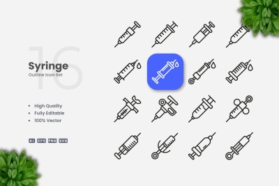 Syringe Outline Icons