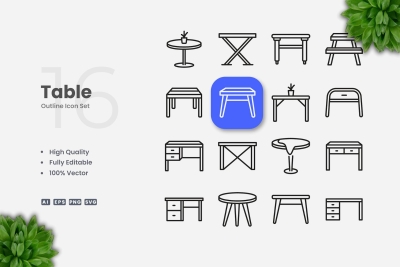 Table Outline Icons