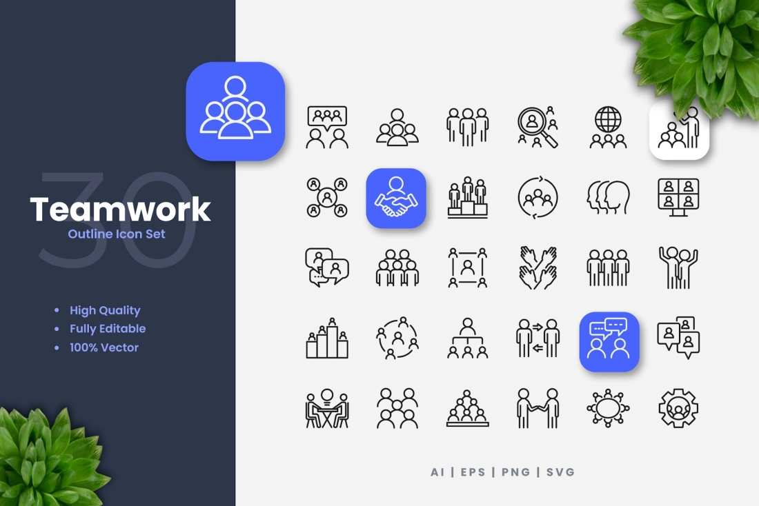 Teamwork Outline Icons