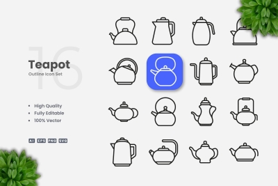 Teapot Outline Icons
