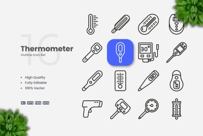 Thermometer Outline Icons
