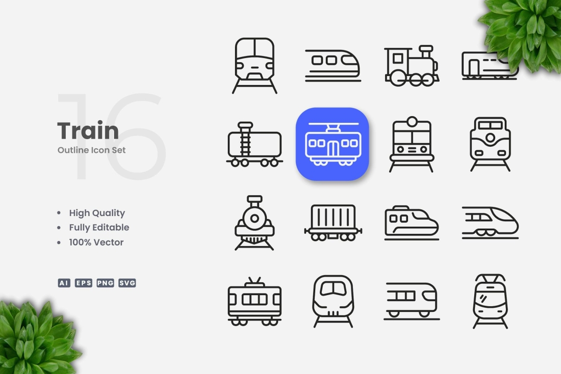 Train Outline Icons